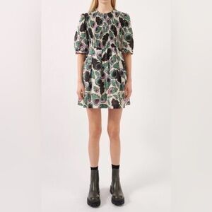 Baum und Pferdgarten Amalda Puff Sleeve Smocked Cotton Floral Dress  34 / Small